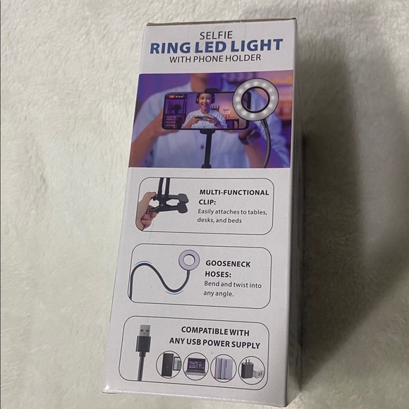 Black Flexible Phone Holder with Ring Light - Picture 6 of 8